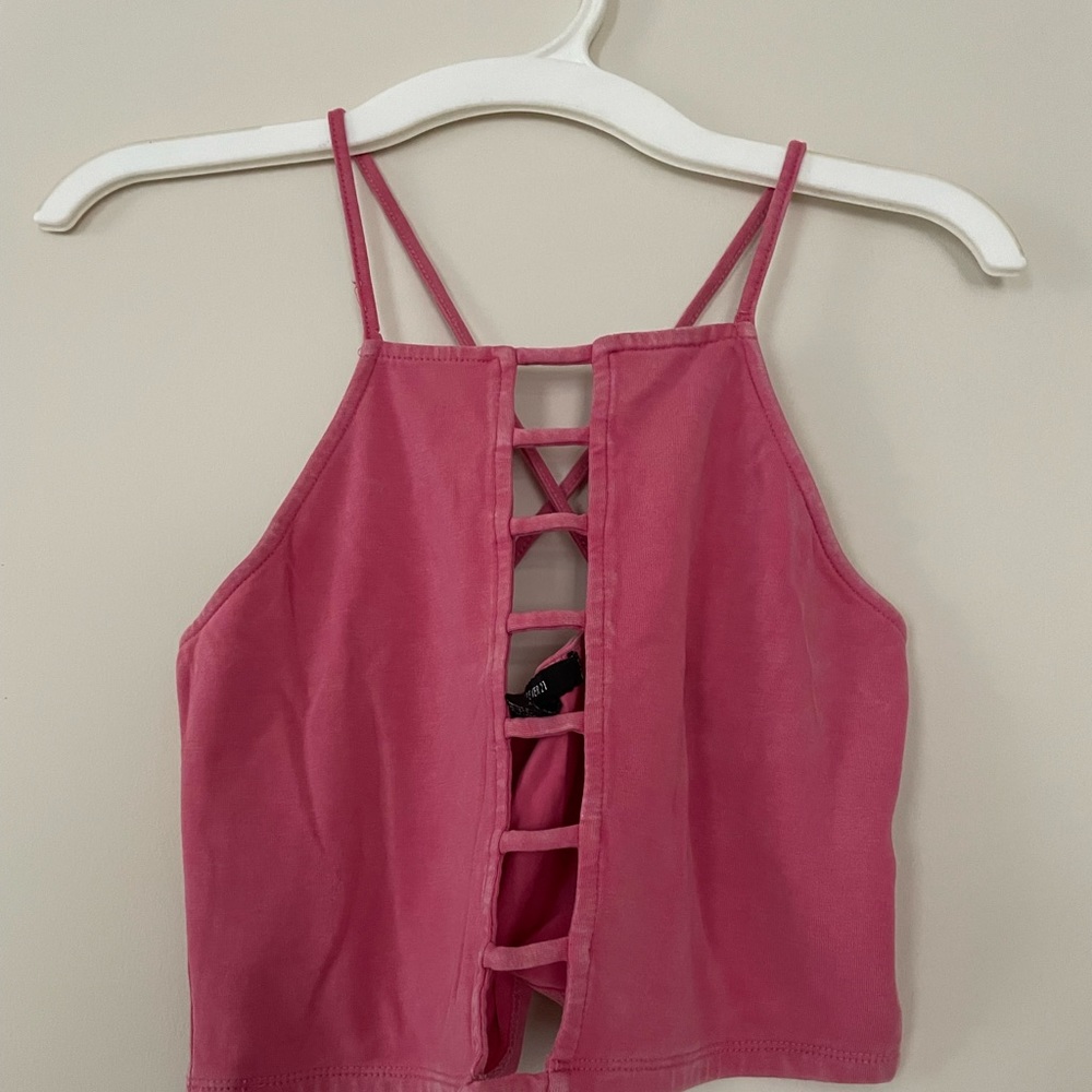 Pink Open Chest Crop Top